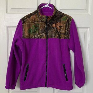 Trail Crest Women’s XS Fleece Jacket Camo Purple Pockets Full Zip